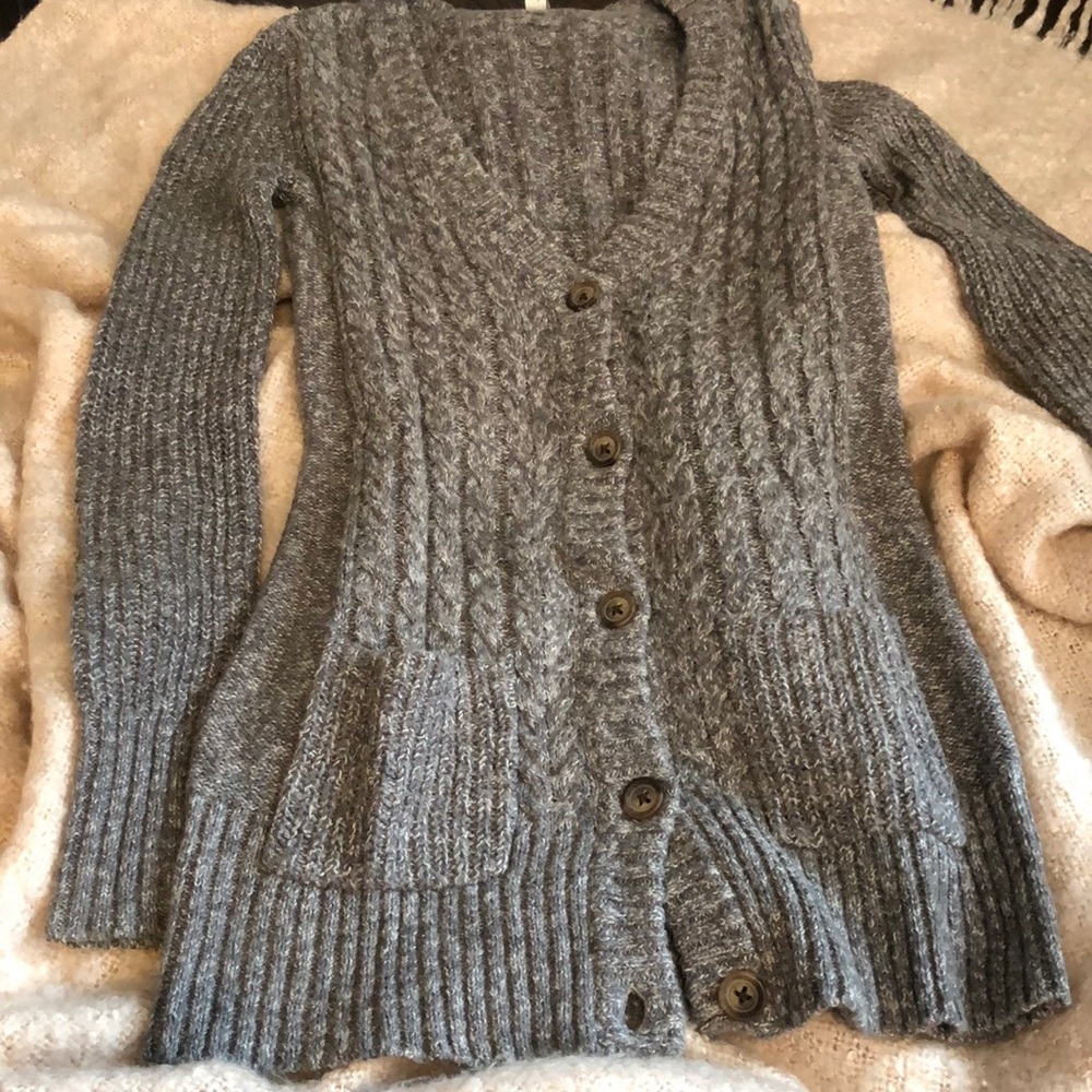 Aeropostale Gray button up Cardigan Sz Small